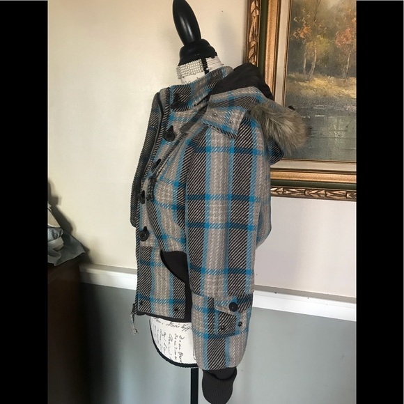 💙 Rare Vintage Y2K  DEB Wool Faux Fur Collar Coat Size M ‼️FINAL SALE - Picture 7 of 12